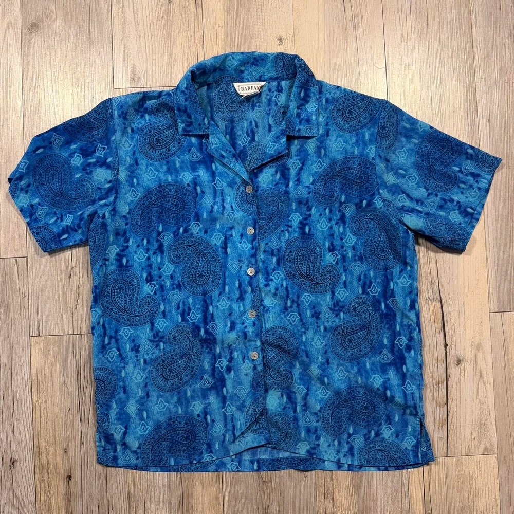 Barfani Blue paisley button up shirt
